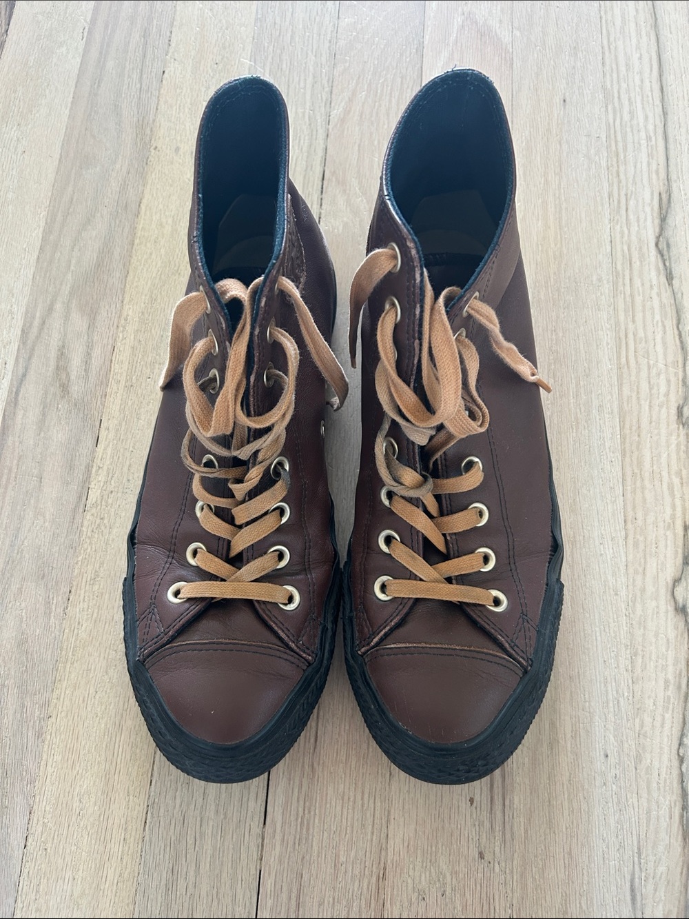 Converse Brown High-Top Sneakers with Tan Laces